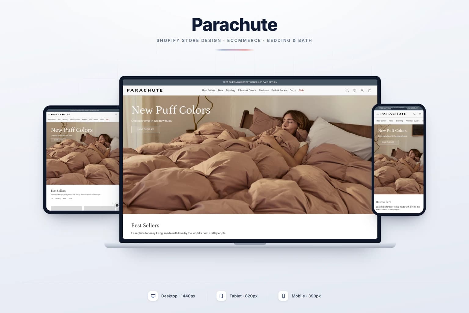 Parachute — Shopify Store Design, built by Dev Artistry Hub